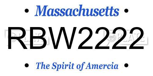 RBW2222 Massachusetts License Plate