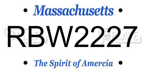 RBW2227 Massachusetts License Plate