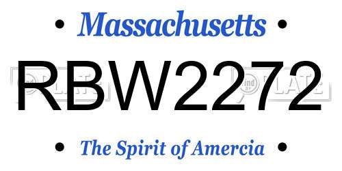 RBW2272 Massachusetts License Plate