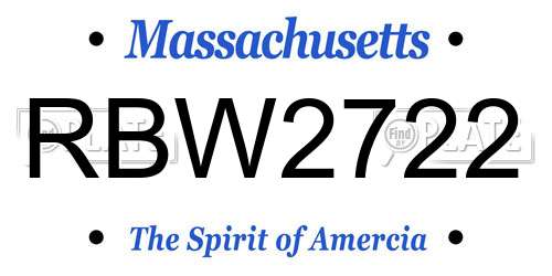 RBW2722 Massachusetts License Plate