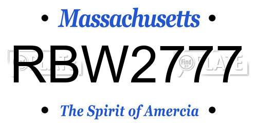 RBW2777 Massachusetts License Plate