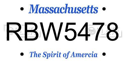 RBW5478 Massachusetts License Plate