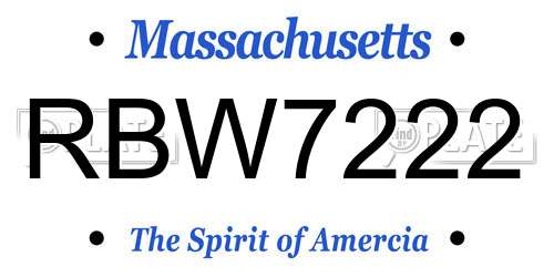 RBW7222 Massachusetts License Plate
