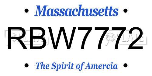 RBW7772 Massachusetts License Plate
