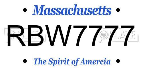 RBW7777 Massachusetts License Plate