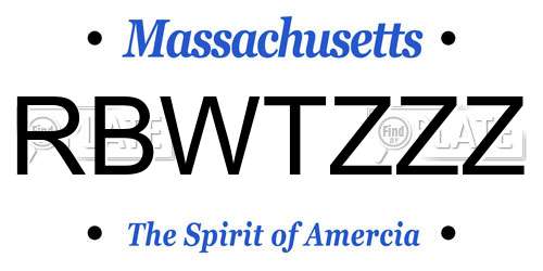 RBWTZZZ Massachusetts License Plate