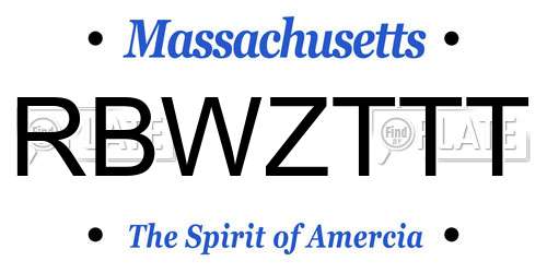 RBWZTTT Massachusetts License Plate