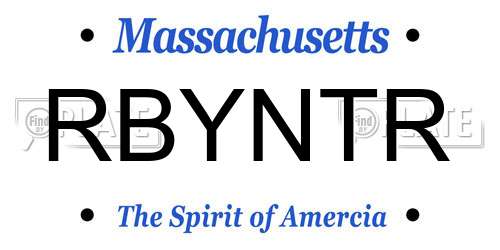 RBYNTR Massachusetts License Plate
