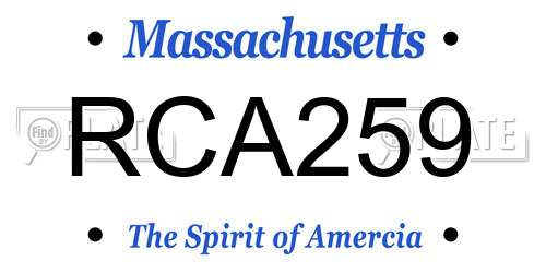 RCA259 Massachusetts License Plate