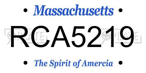 RCA5219 Massachusetts License Plate