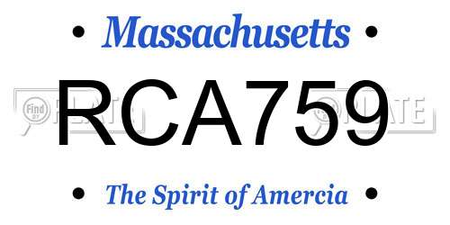 RCA759 Massachusetts License Plate