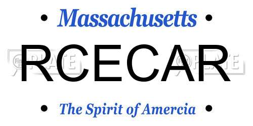 RCECAR Massachusetts License Plate