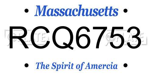 RCQ6753 Massachusetts License Plate