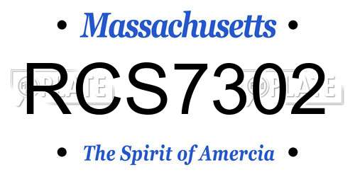 RCS7302 Massachusetts License Plate