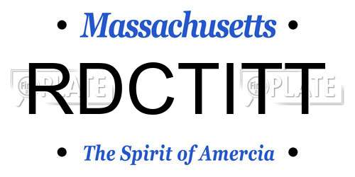 RDCTITT Massachusetts License Plate
