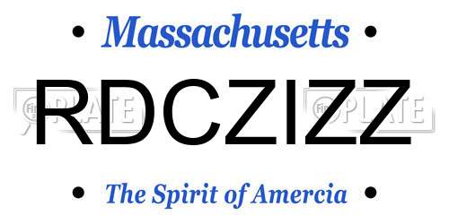 RDCZIZZ Massachusetts License Plate