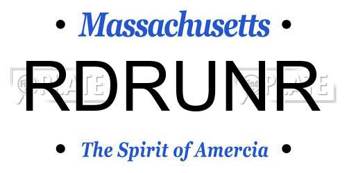 RDRUNR Massachusetts License Plate