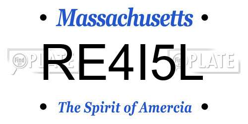 RE4I5L Massachusetts License Plate