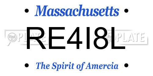 RE4I8L Massachusetts License Plate