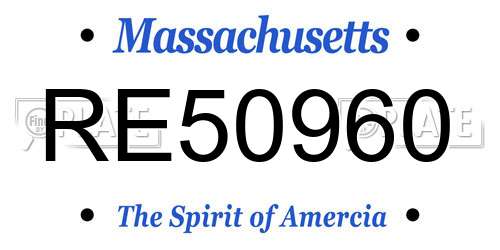 RE50960 Massachusetts License Plate