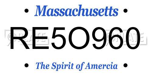 RE5O960 Massachusetts License Plate