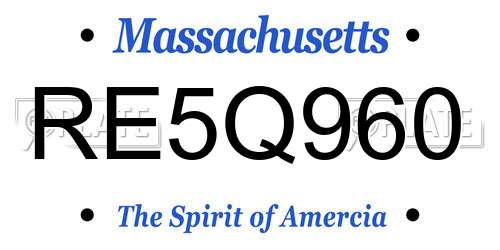 RE5Q960 Massachusetts License Plate