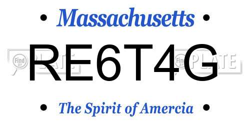 RE6T4G Massachusetts License Plate