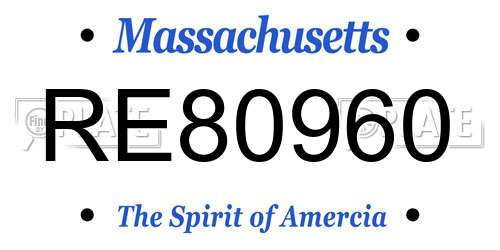 RE80960 Massachusetts License Plate