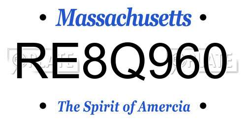 RE8Q960 Massachusetts License Plate