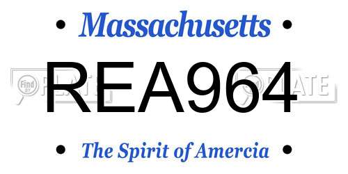 REA964 Massachusetts License Plate