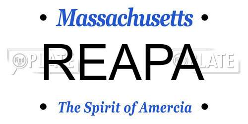 REAPA Massachusetts License Plate