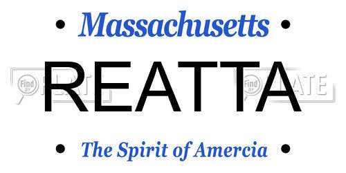 REATTA Massachusetts License Plate