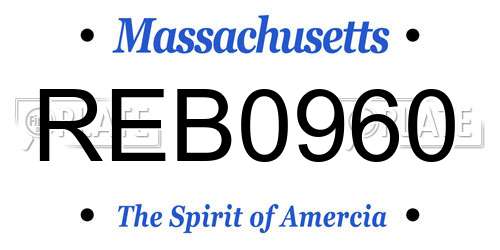 REB0960 Massachusetts License Plate