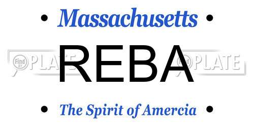 REBA Massachusetts License Plate