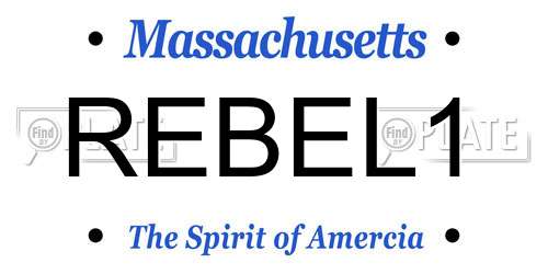 REBEL1 Massachusetts License Plate