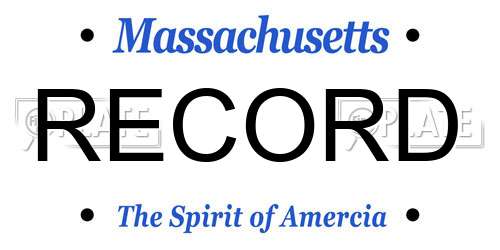 RECORD Massachusetts License Plate