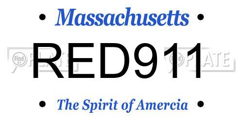 RED911 Massachusetts License Plate