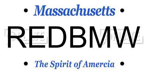 REDBMW Massachusetts License Plate