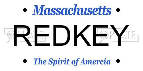 REDKEY Massachusetts License Plate