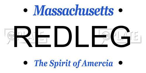 REDLEG Massachusetts License Plate