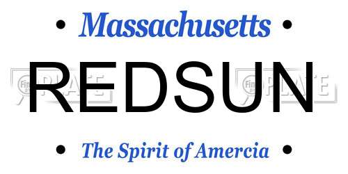 REDSUN Massachusetts License Plate