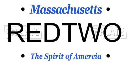 REDTWO Massachusetts License Plate