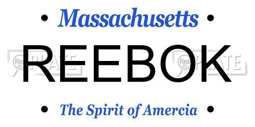REEBOK Massachusetts License Plate