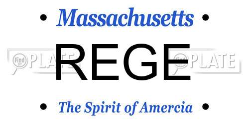 REGE Massachusetts License Plate