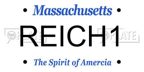 REICH1 Massachusetts License Plate