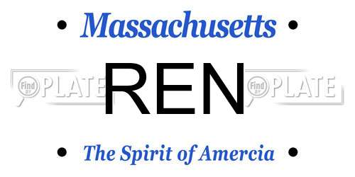 REN Massachusetts License Plate