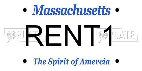 RENT1 Massachusetts License Plate