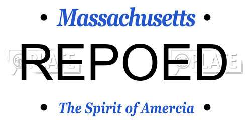 REPOED Massachusetts License Plate