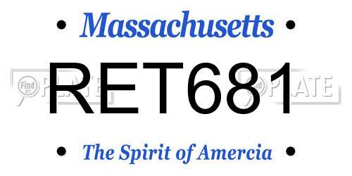 RET681 Massachusetts License Plate