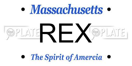REX Massachusetts License Plate